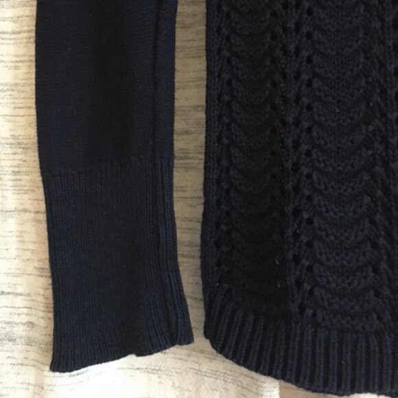 Y2K Navy 100% Cotton Crochet Mockneck Sweater - Picture 13 of 15